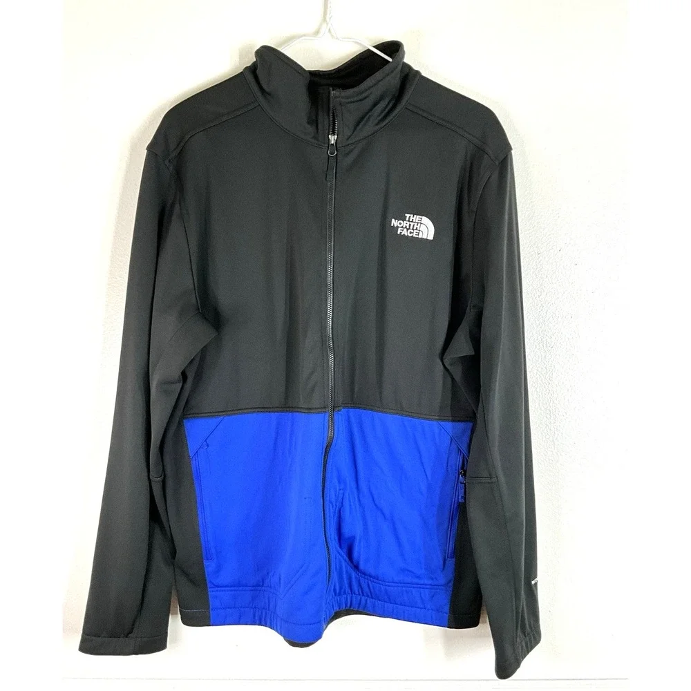 The North‎ Face Fleece Lined Windwall Jacket Full Zip Black/Blue Men Size L